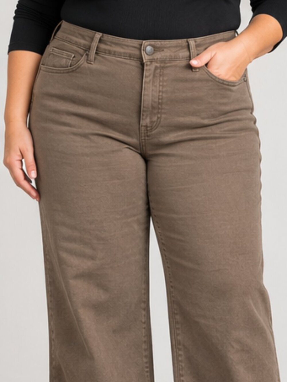 NYDJ Teresa Wide Leg Lift Tuck Olive TanJeans Size 16
